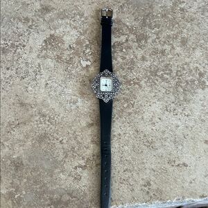 Vintage Style Avon Black Watch with Ornate Bezel